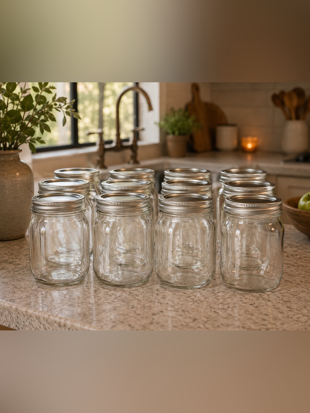 12 - 1-Pint Canning Jars with Lids and Rings